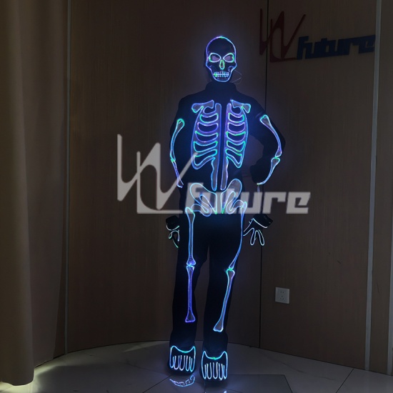 Fiber-optic glowing skeleton suit.