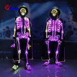 Creative colorful fiber optic Skull fluorescent group dance costume